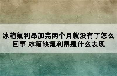 冰箱氟利昂加完两个月就没有了怎么回事 冰箱缺氟利昂是什么表现